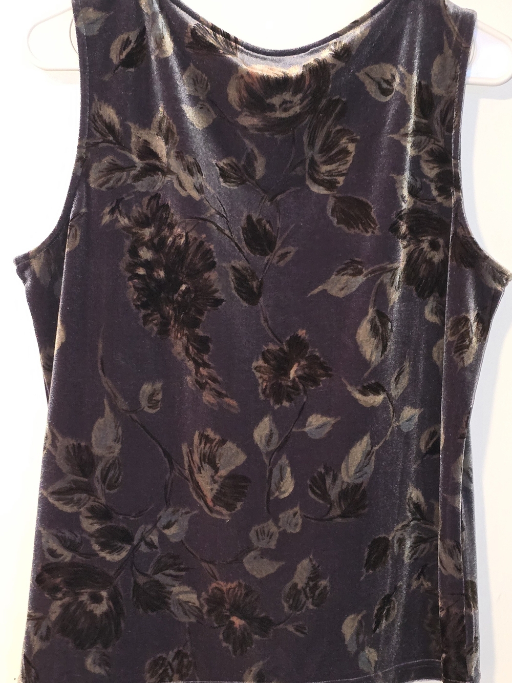 Charter Club Velvet Floral Tank Top - Gray